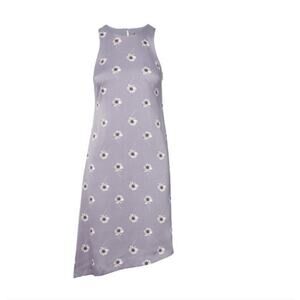 Banana Republic Gray Silver Floral Satin Tamara Dress-Size 4
